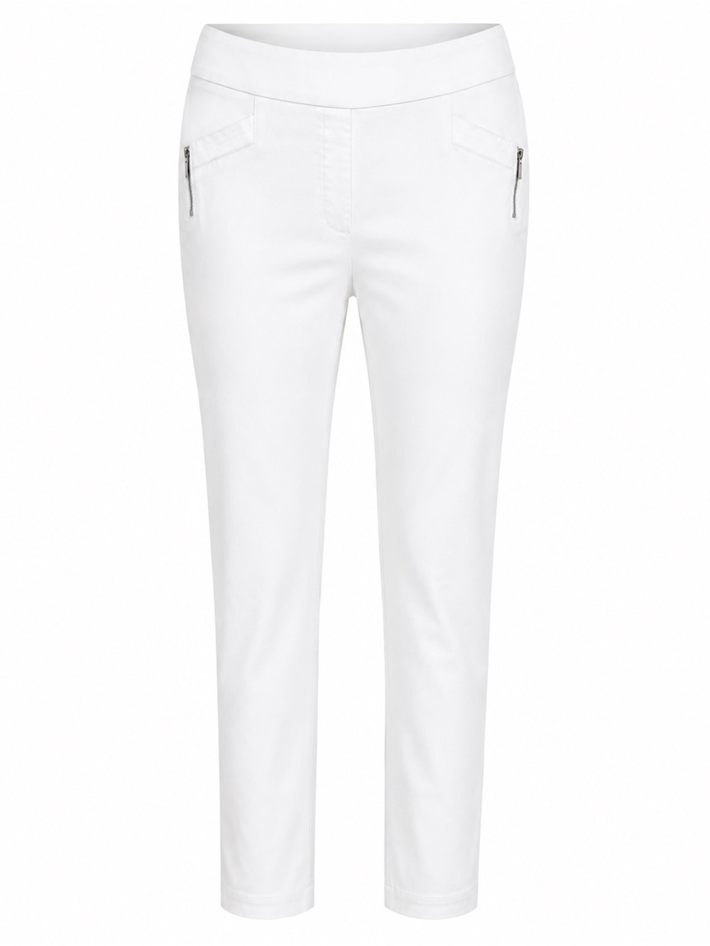 SOHO Apparel White Pull-On Faux Zip Pocket Slim Pants XL